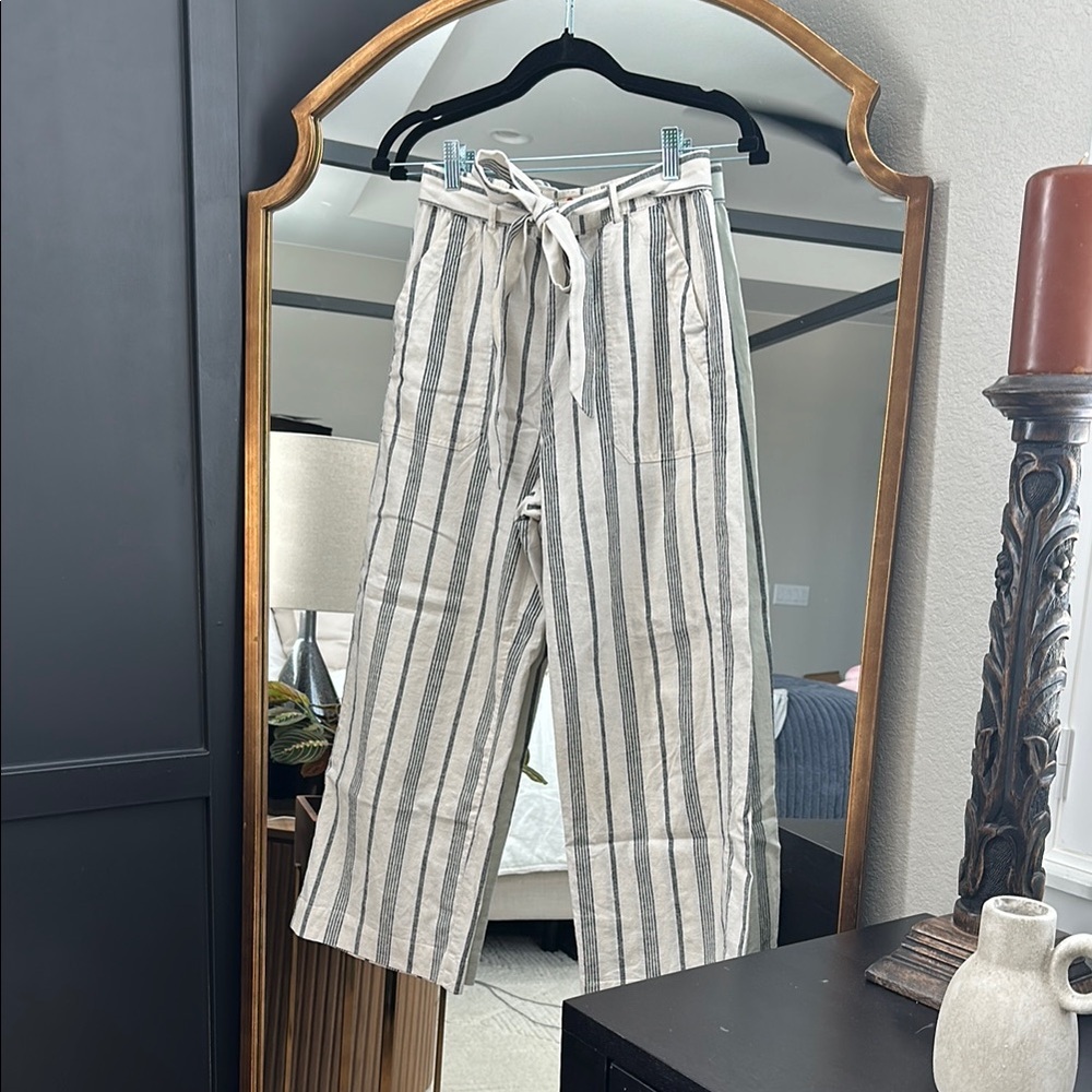 Marine Layer Striped Wide Leg Pants - Cream and Black